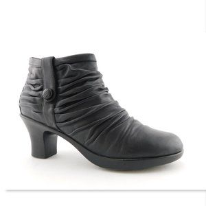 DANSKO Black Leather Pleated Button Ankle Boots 41